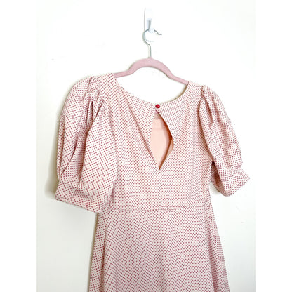 Free People Penelope Pink Polkadot Puff Sleeve Dress Size XS