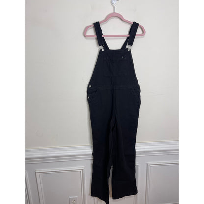Everlane The Cotton Canvas Overall in Black Size 6 Straight Leg Bib Pocket Front