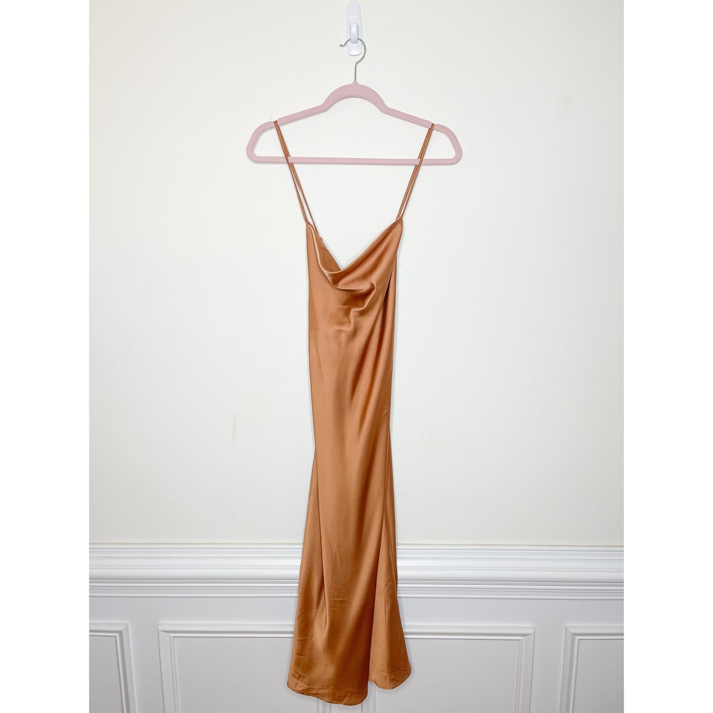 Show Me Your Mumu Verona Cowl Neck Midi Dress in Copper Lux Satin Size Small
