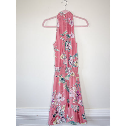 Generation Love Pink High Neck Floral Ruffle Mini Dress Size XS