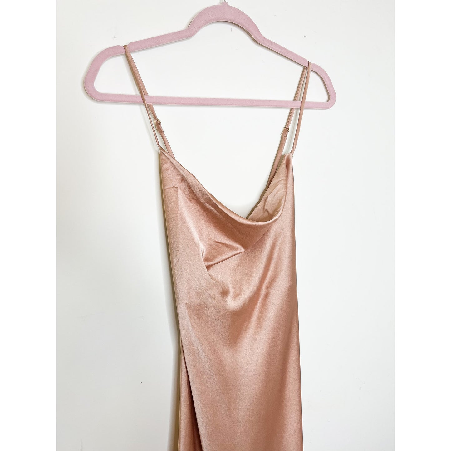 Show Me Your Mumu Verona Cowl Neck Midi Dress in Rose Gold Lux Satin Size XL