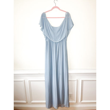 Show Me Your Mumu Caitlin Ruffle Maxi Dress in Steel Blue Chiffon Size XXL