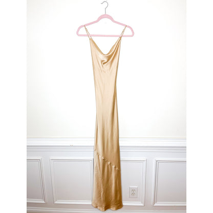 Show Me Your Mumu Tuscany Maxi Slip Dress in Champagne Luxe Satin Size Small