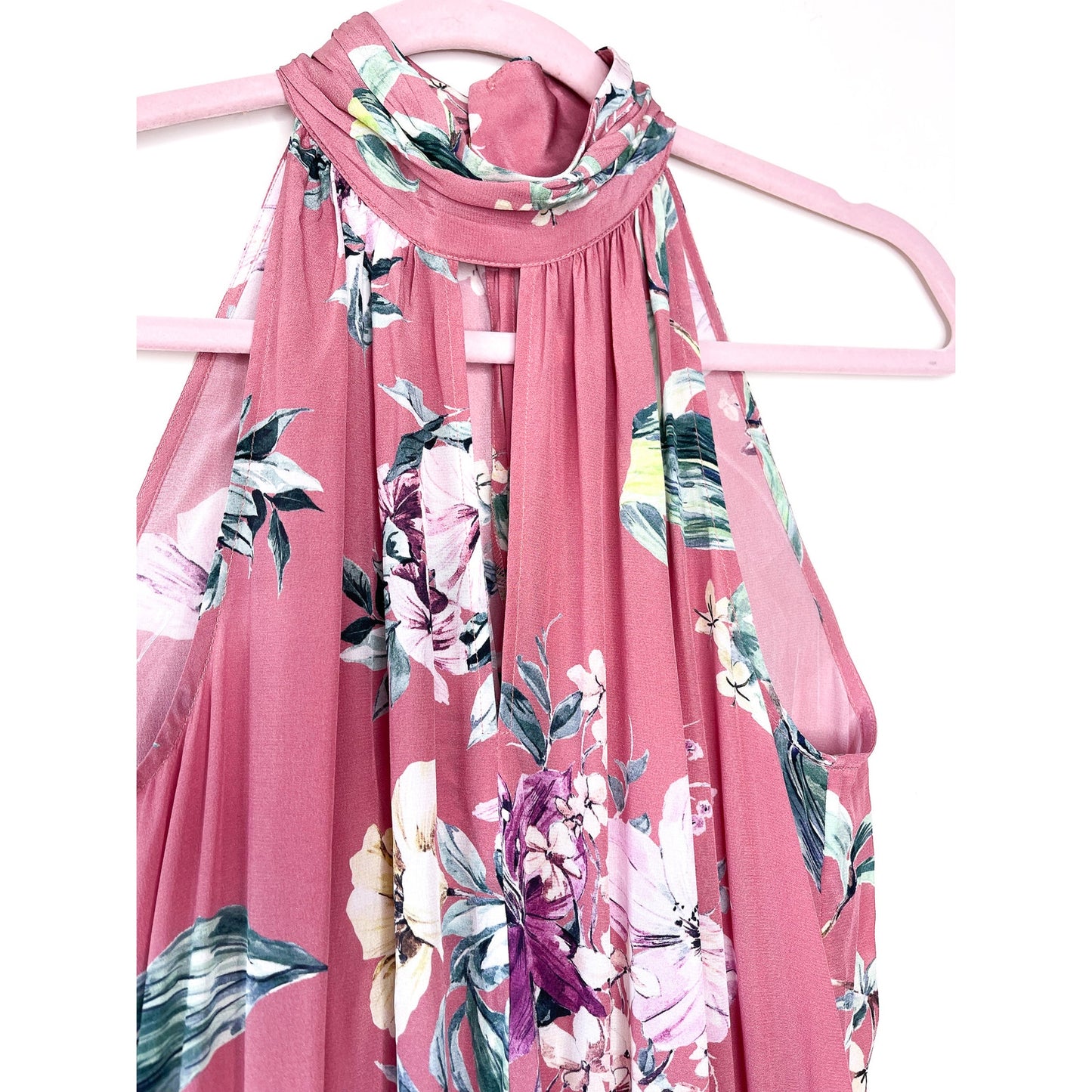 Generation Love Pink High Neck Floral Ruffle Mini Dress Size XS