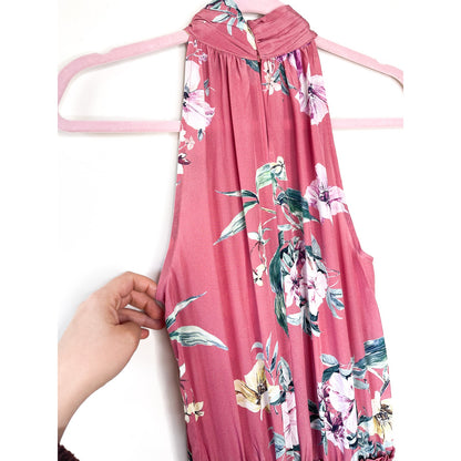 Generation Love Pink High Neck Floral Ruffle Mini Dress Size XS
