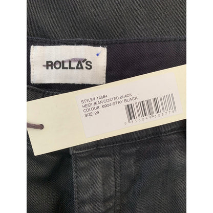 Rolla's Heidi Jean High Rise Loose Straight Coated Black Size 29 Zip Fly Pockets