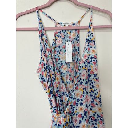Poupette St. Barth Tamara Floral Wrap Maxi Dress Small Floral Print Sleeveless