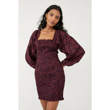 Free People Smock It To Me Mini Dress in Hazelnut Combo Size XS