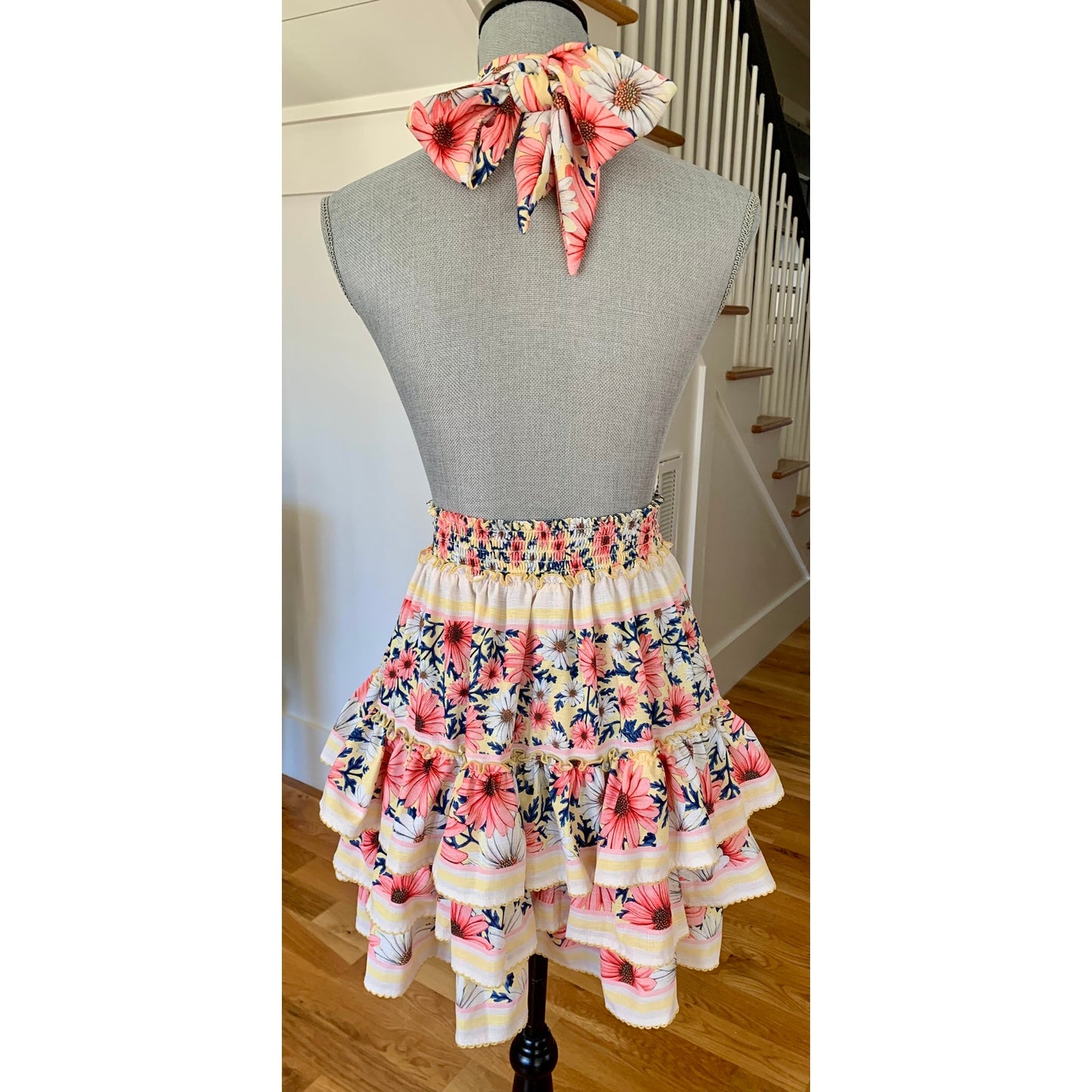 Agua Bendita Maona Ross Mini Dress in Multicolor Floral Large Crisscross Halter