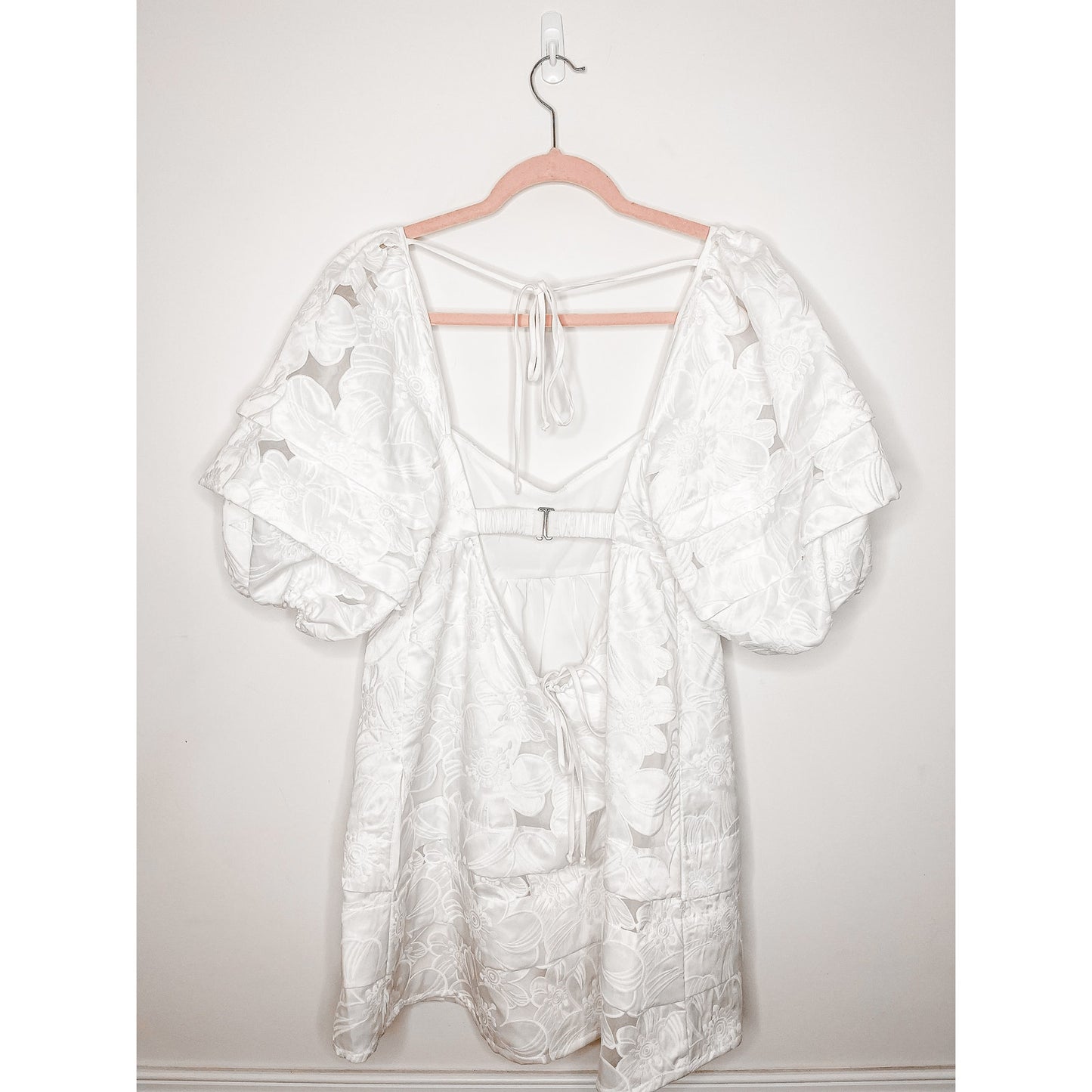 For Love & Lemons White Evelyn Babydoll Mini Dress Size XS
