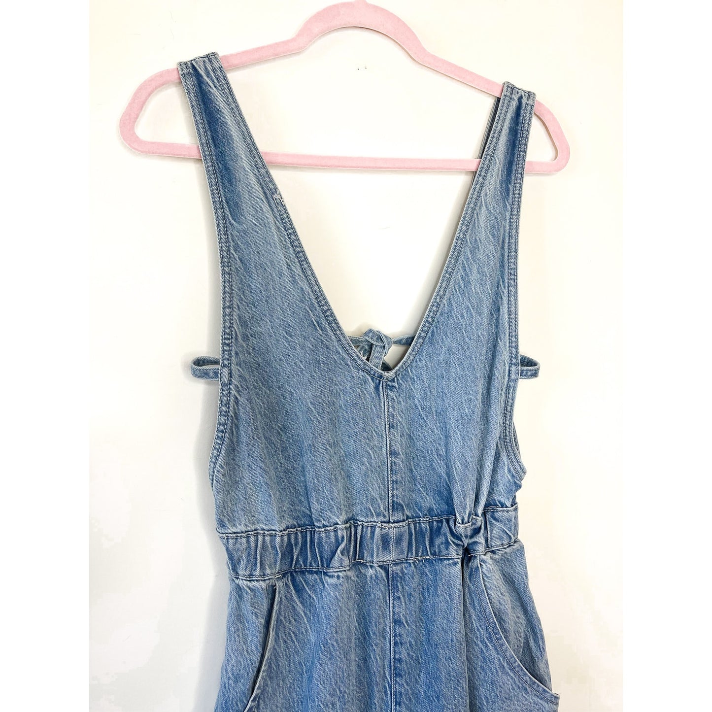 Free People Alora Denim Jumpsuit In Stillwater Blue Size Small