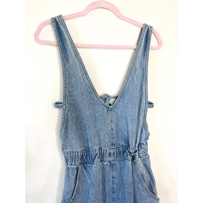 Free People Alora Denim Jumpsuit In Stillwater Blue Size Small