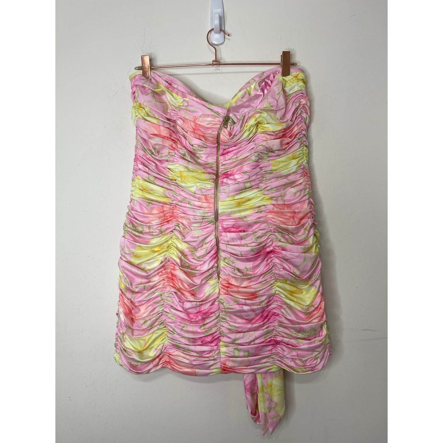LoveShackFancy Nerra Mini Ruched Dress in Light Berry Tea Size 14 Floral Lined