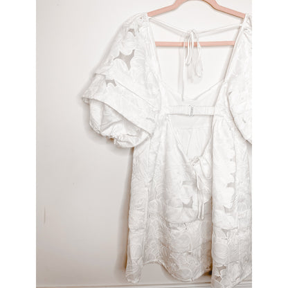 For Love & Lemons White Evelyn Babydoll Mini Dress Size XS