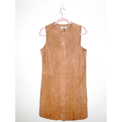 Mango Tan 100% Leather Snap-front Dress Size Medium