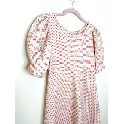 Free People Penelope Pink Polkadot Puff Sleeve Dress Size XS