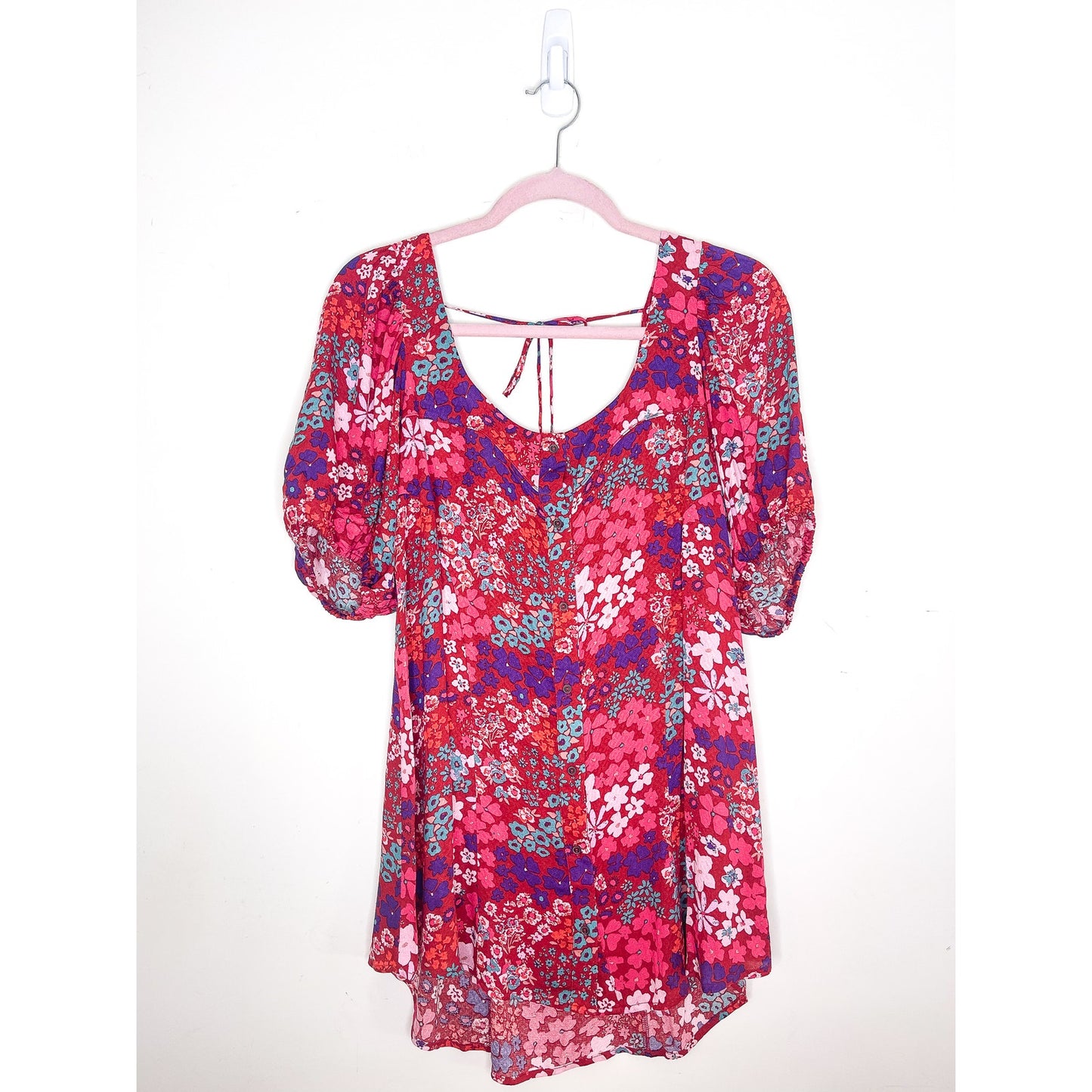 Free People Callie Printed Tunic in Red Floral Combo Size XS