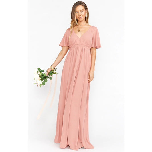 Show Me Your Mumu Emily Empire Maxi Dress in Rustic Mauve Crisp Size XXS