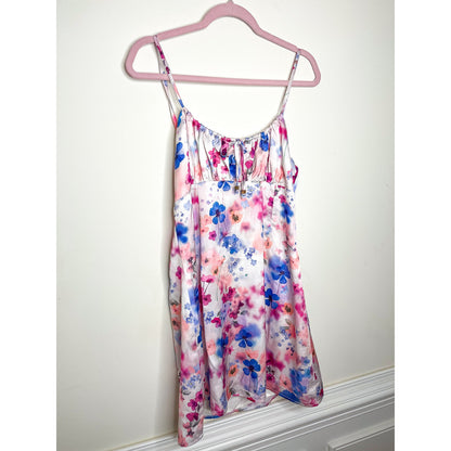 Showpo I've Got You Now Mini Slip Dress in Blue Floral Size 10