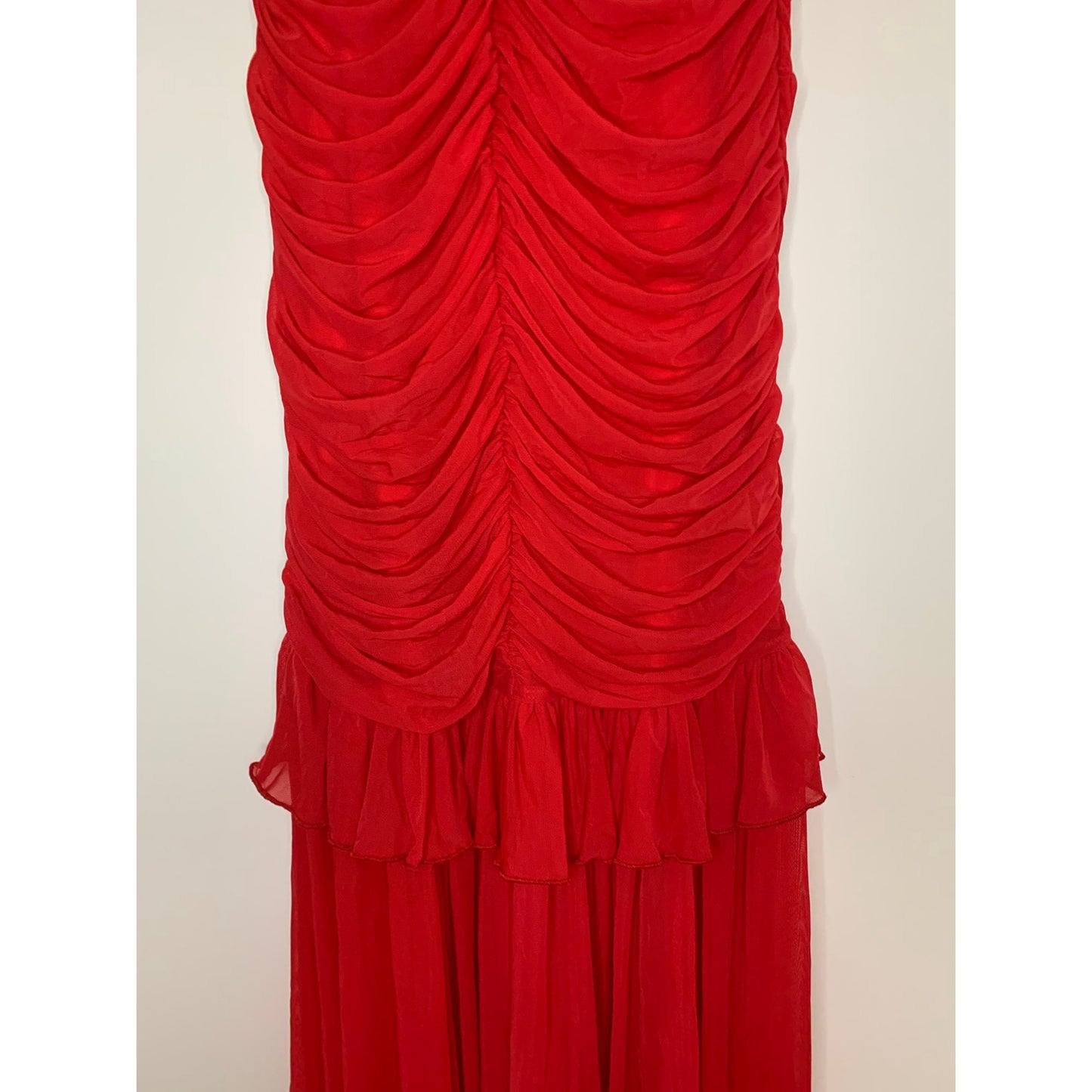 Majorelle Giules Strapless Gown in Cherry Red Dress Medium Ruffle Lined Party