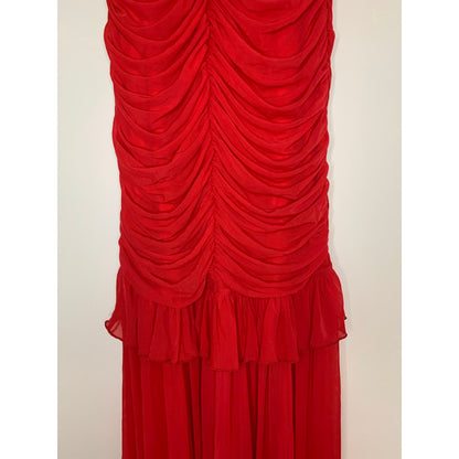 Majorelle Giules Strapless Gown in Cherry Red Dress Medium Ruffle Lined Party