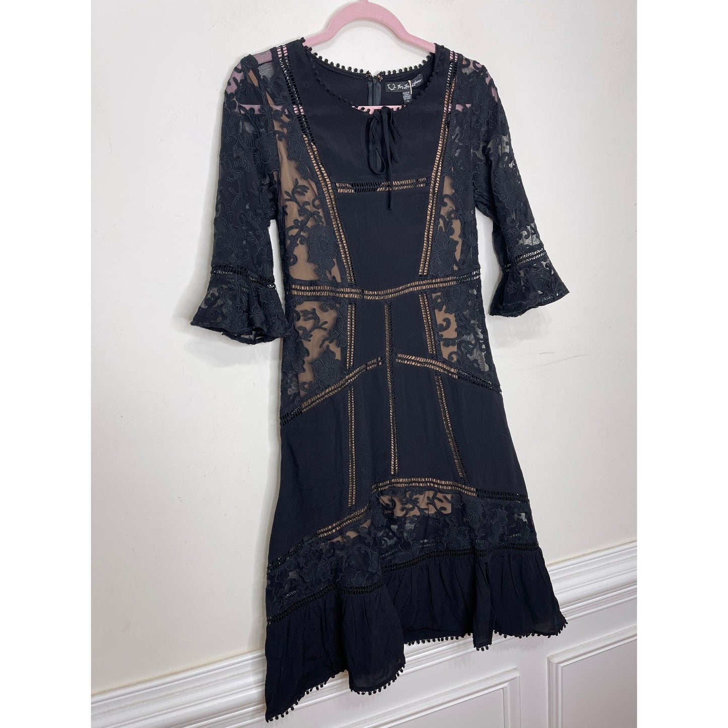 For Love and Lemons Ellery Dress Medium Sheer Half Sleeve Ruffle Gothic Party