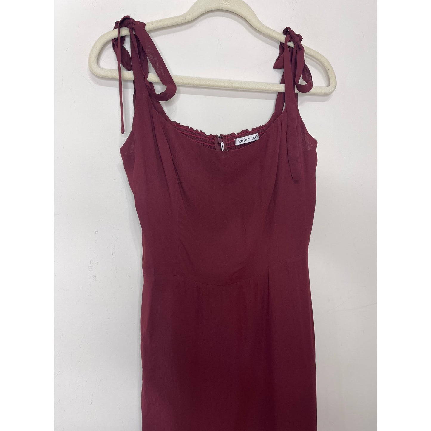 Reformation Besse Midi Dress in Plum Size 12 Sleeveless Lace Tie Lined Zip Back