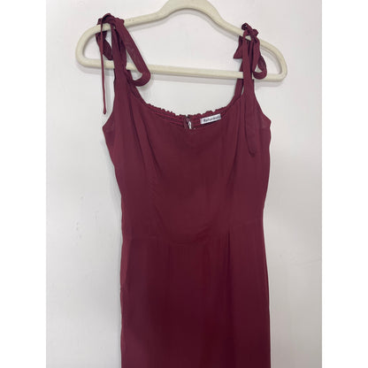 Reformation Besse Midi Dress in Plum Size 12 Sleeveless Lace Tie Lined Zip Back