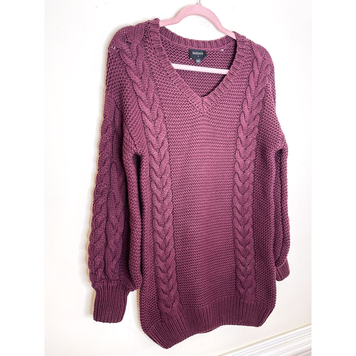 Bardot Bell Knit Dress in Burgundy Size XS