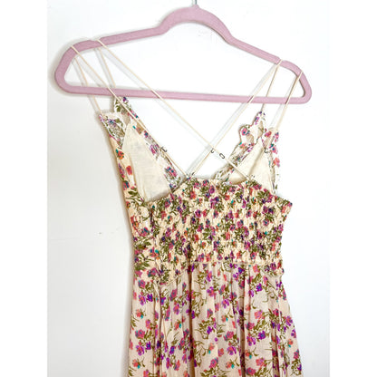 Free People Adella Printed Mini Slip Dress in Petal Pink Size Small