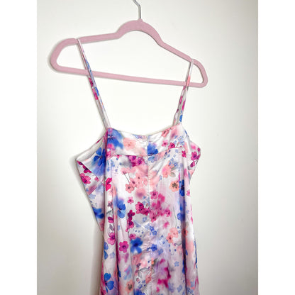 Showpo I've Got You Now Mini Slip Dress in Blue Floral Size 10