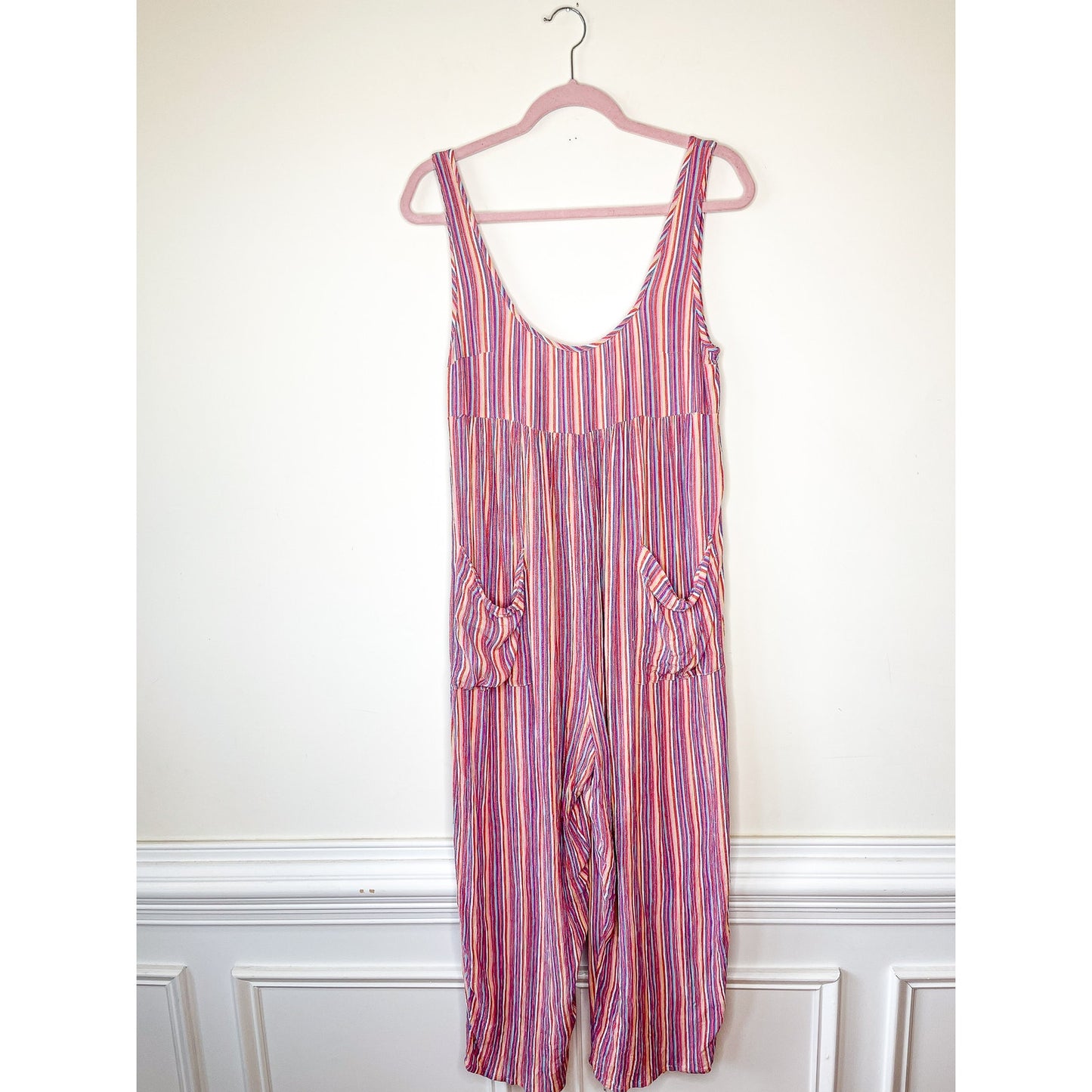 Urban Outfitters Out From Under Rainbow Stripe Scoop Neck Jumpsuit Size Medium