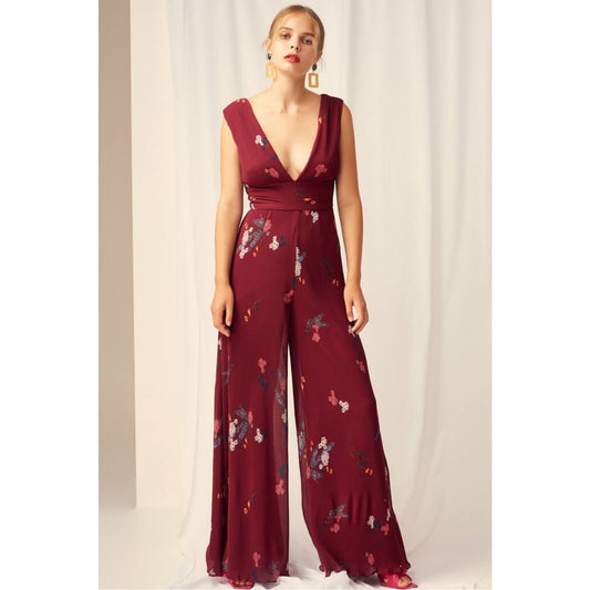 Keepsake Night Fall Pleated Wide-leg Jumpsuit Size Large