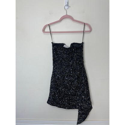 Retrofete Omer Sequin Mini Dress Small Gunmetal Black Embellished Sleeveless