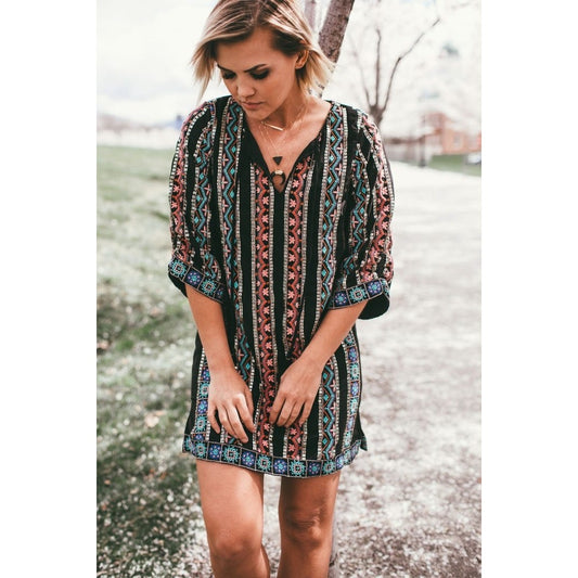 Tolani Kailani Hacienda Embroidered Tunic Dress Size XS