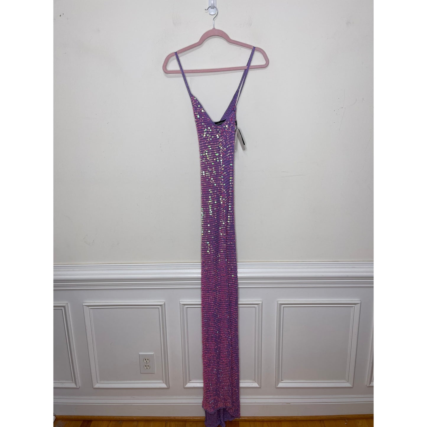 Retrofete Marie Dress in Iridescent Lilac Pink Size M/L Sleeveless Embellished