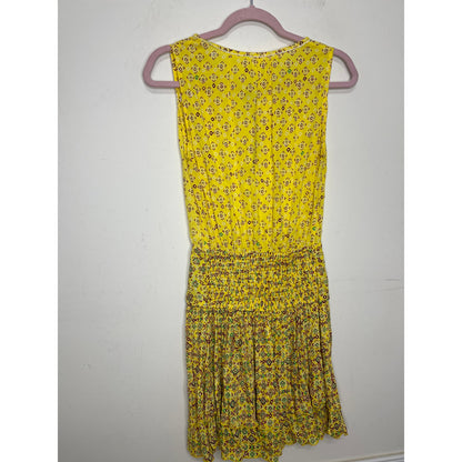 Poupette St. Barth Sylvia Sleeveless Mini Dress in Yellow Small Tiered Casual
