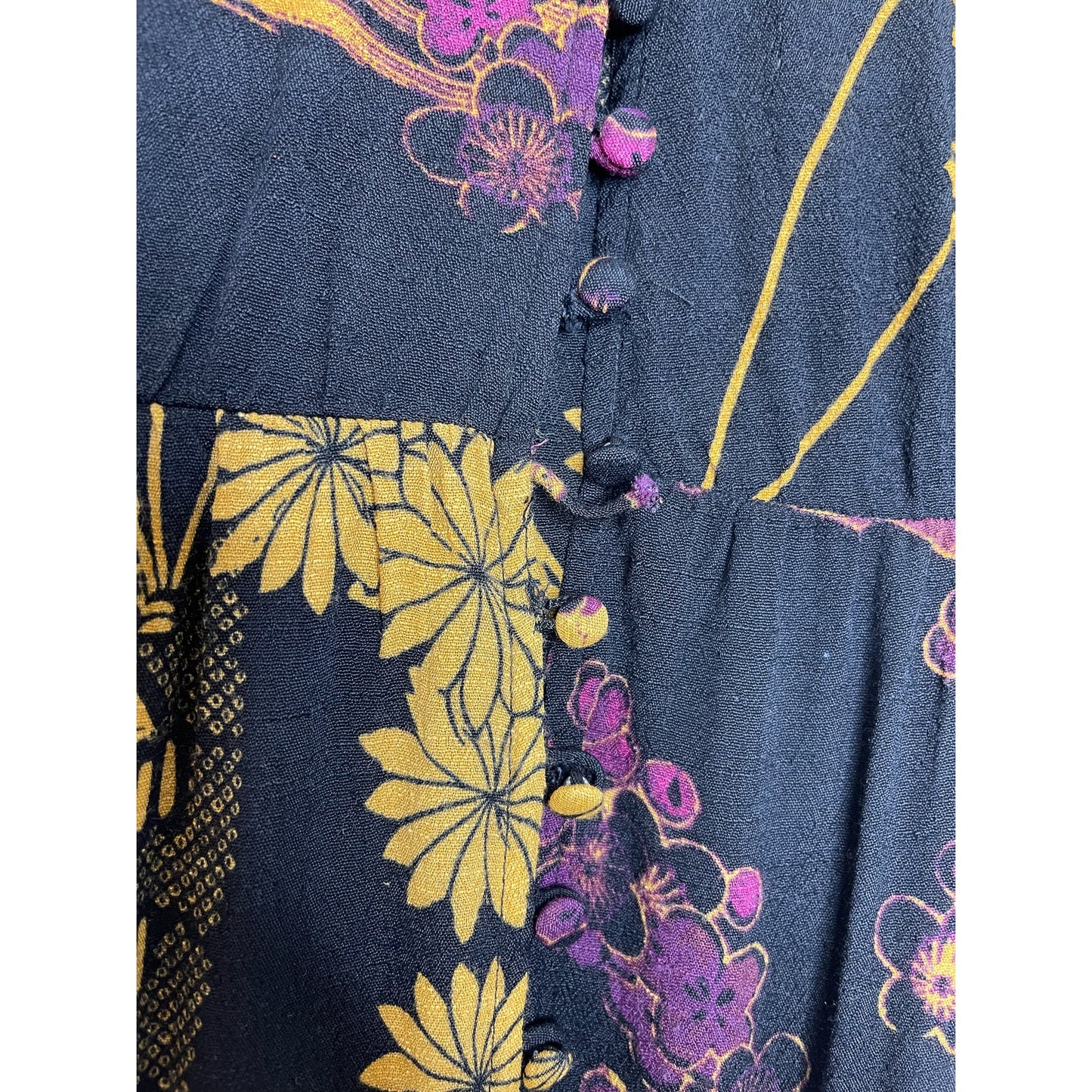 Free People Black Floral Print Long Sleeve Maxi Dress Size Small