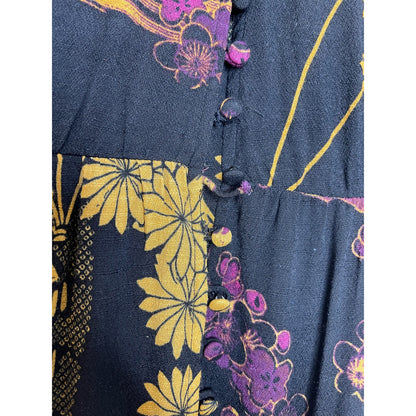 Free People Black Floral Print Long Sleeve Maxi Dress Size Small