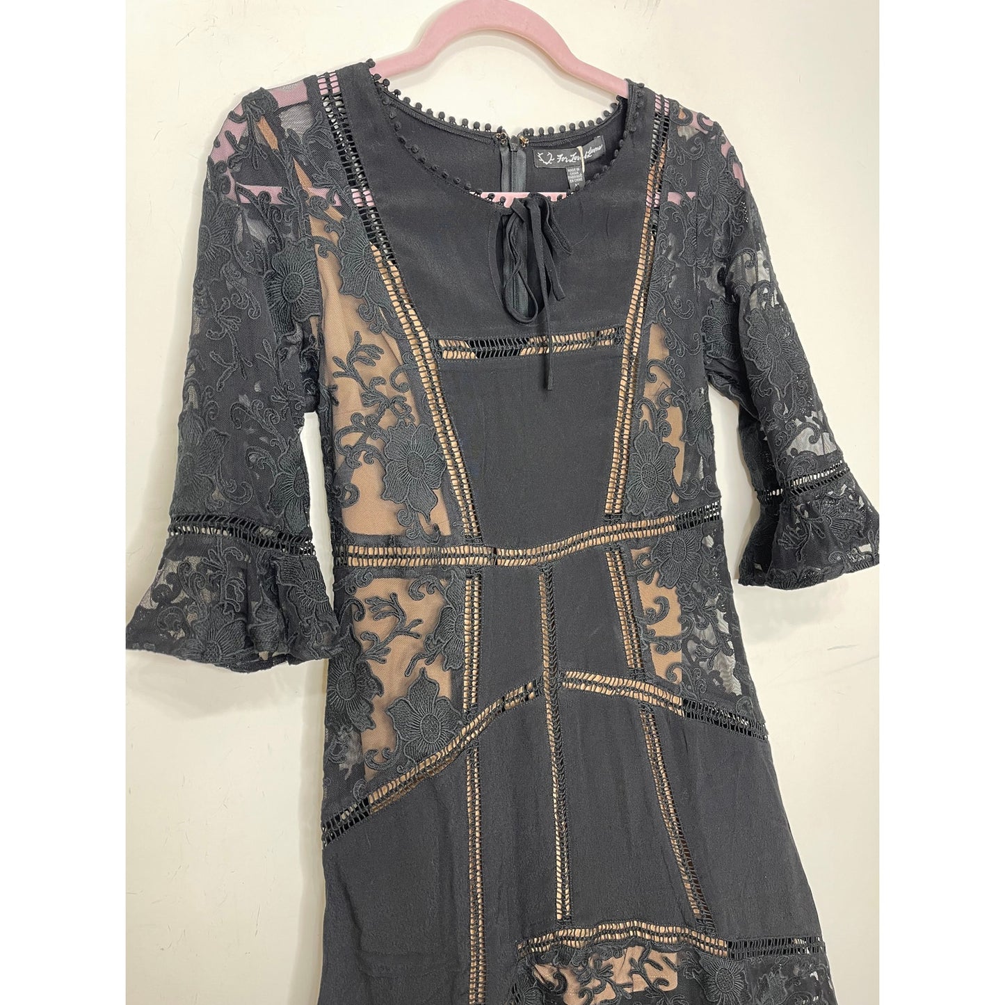 For Love and Lemons Ellery Dress Medium Sheer Half Sleeve Ruffle Gothic Party