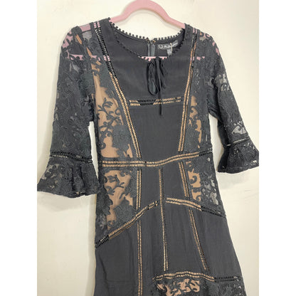 For Love and Lemons Ellery Dress Medium Sheer Half Sleeve Ruffle Gothic Party