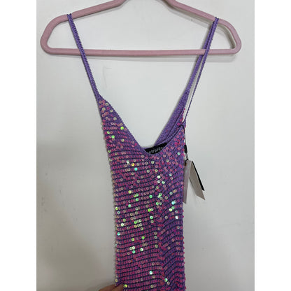 Retrofete Marie Dress in Iridescent Lilac Pink Size M/L Sleeveless Embellished