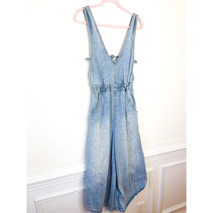 Free People Alora Denim Jumpsuit In Stillwater Blue Size Small