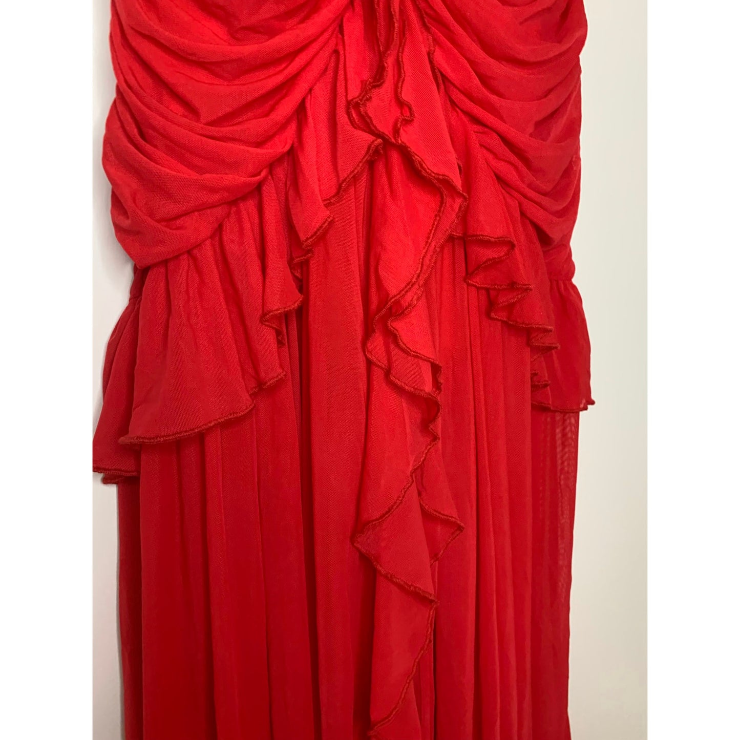 Majorelle Giules Strapless Gown in Cherry Red Dress Medium Ruffle Lined Party