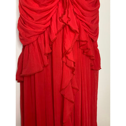 Majorelle Giules Strapless Gown in Cherry Red Dress Medium Ruffle Lined Party