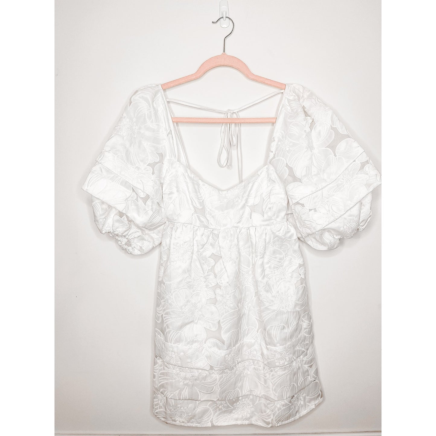 For Love & Lemons White Evelyn Babydoll Mini Dress Size XS