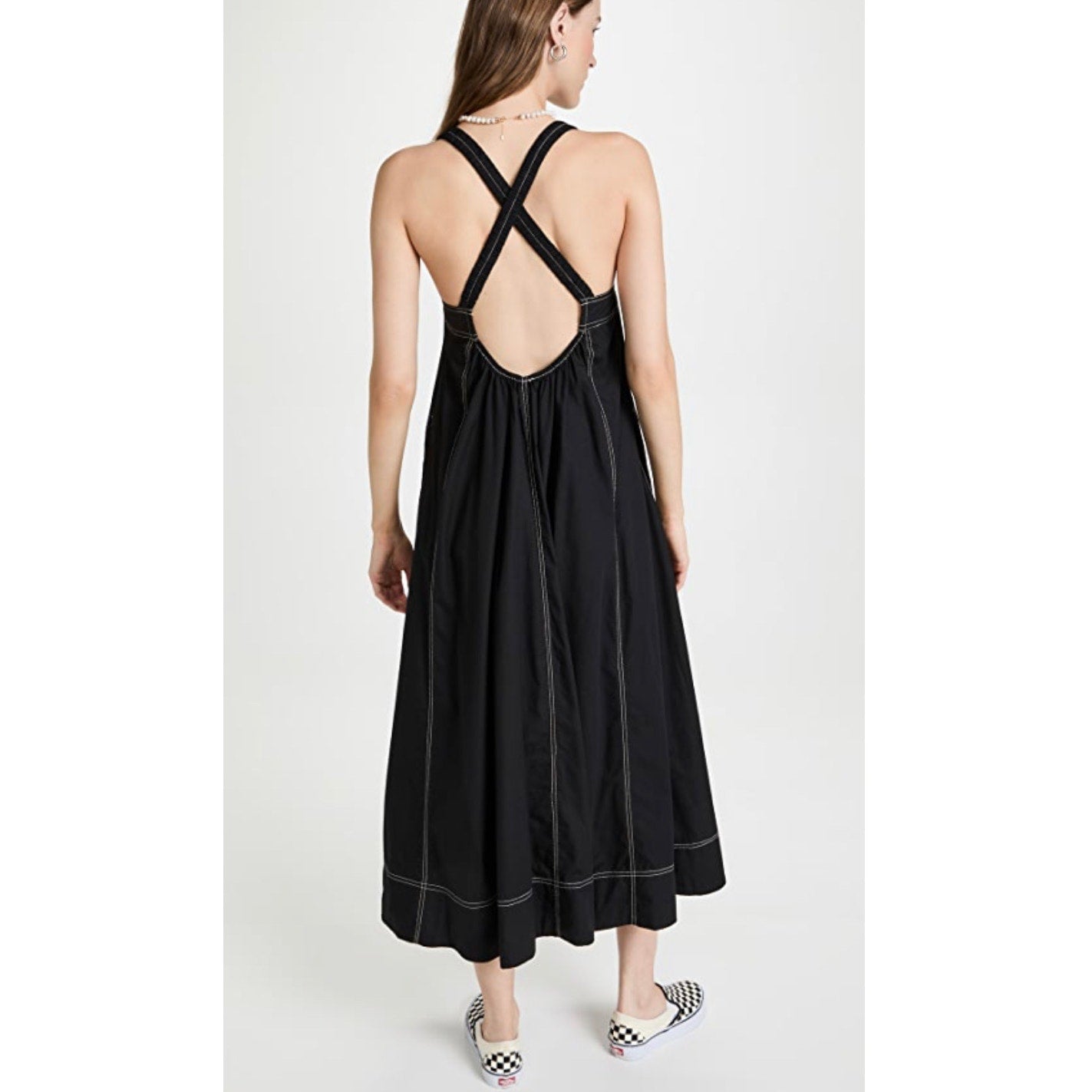 Free People Desert Hearts Apron Maxi Dress in Black Size Small