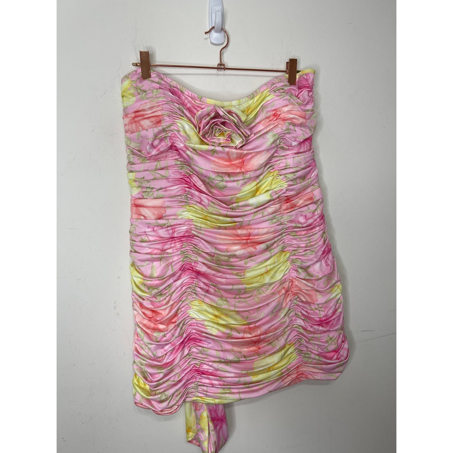 LoveShackFancy Nerra Mini Ruched Dress in Light Berry Tea Size 14 Floral Lined