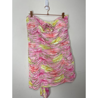 LoveShackFancy Nerra Mini Ruched Dress in Light Berry Tea Size 14 Floral Lined