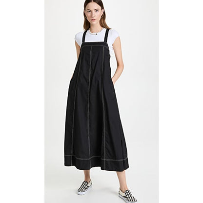 Free People Desert Hearts Apron Maxi Dress in Black Size Small